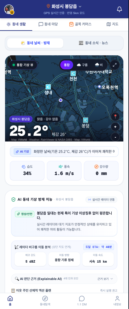 TAB 01 VWorld 위성 레이더 통합 기상 뷰