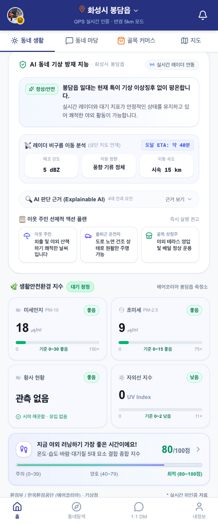 TAB 01 생활안전환경 지수 및 러닝 지수